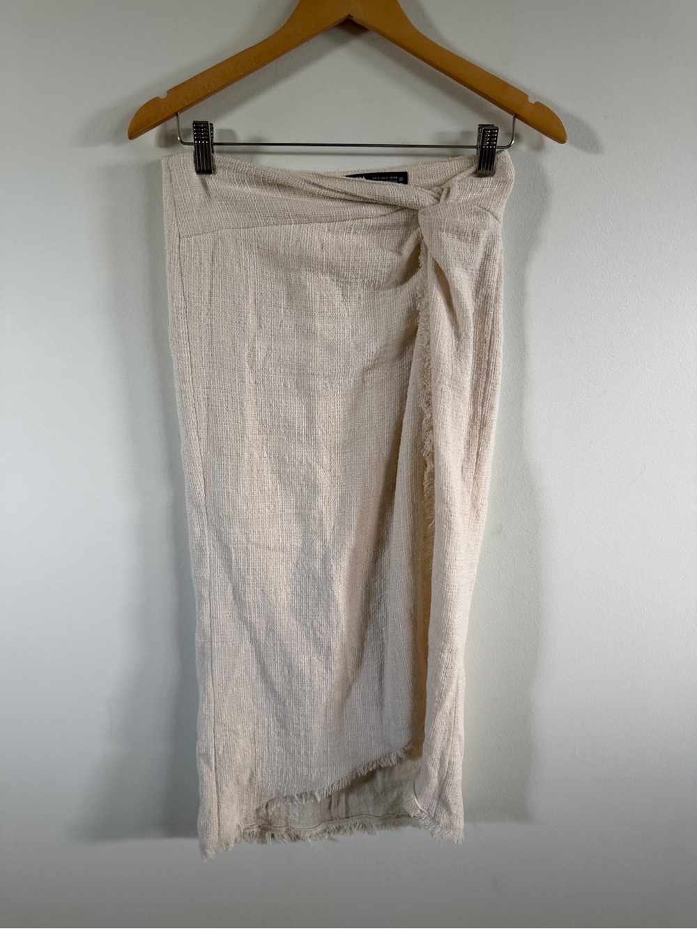 Zara Cream Wrap-Front Midi Skirt small